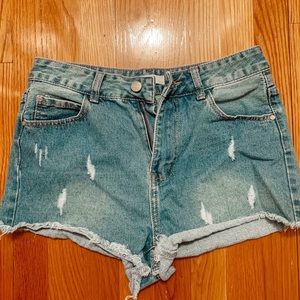 Crystal girl high rise denim shorts